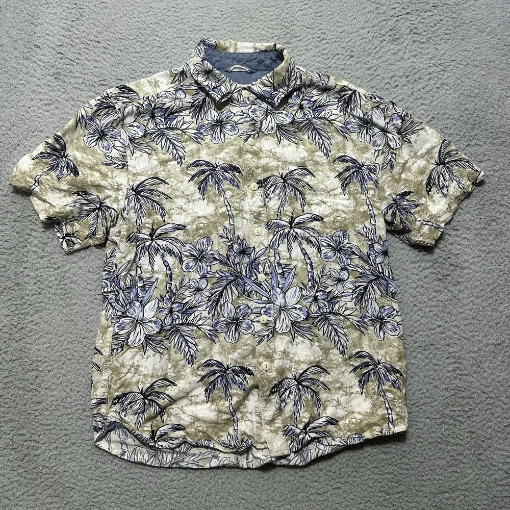 Tommy Bahama The Veracruz‎ Cay Shirt Men's Size M-Hawaiian Floral Beach Lenzing